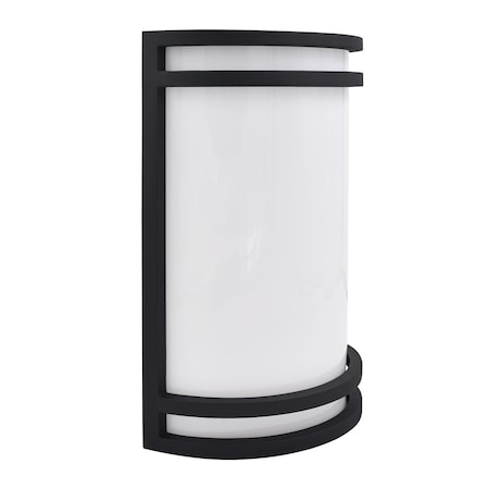 Luxrite Outdoor LED Wall Light Fixture 10in Half Cylinder Black Aluminum 5CCT 2700K-5000K 15W IP54 ETL LR40340-1PK